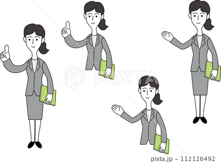 お客様を案内する女性会社員のイラスト お客様を案内する女性会社員のイラスト 112126492