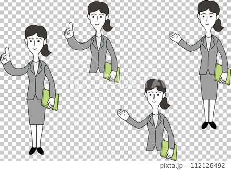 お客様を案内する女性会社員のイラスト お客様を案内する女性会社員のイラスト 112126492