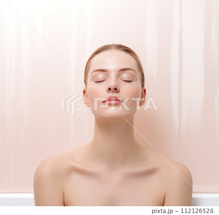 AI-generated content. portrait of young beautiful woman with face to face 112126528