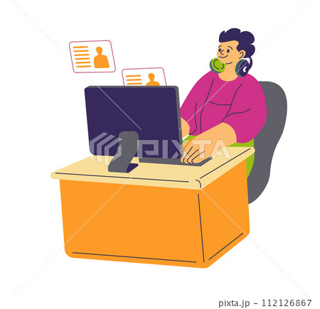 Guy with headphones, playing game or chatting 112126867