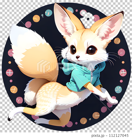 Character cutout illustration of a ferret wearing clothes 112127045