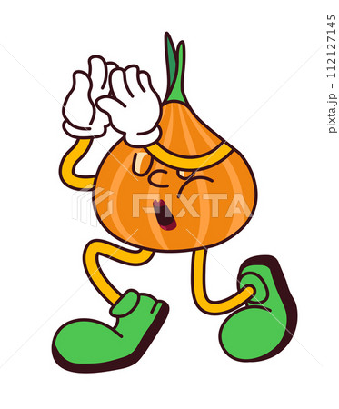 Cartoon character in form of onion, funny emoticon 112127145