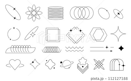 Set of line frames and elements in retro manner Set of line frames and elements in retro manner 112127188