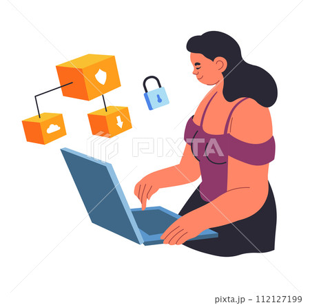 Encrypted and secure internet connection on laptop 112127199