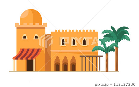 Arabian mud bricks construction with dome, mosque Arabian mud bricks construction with dome, mosque 112127230