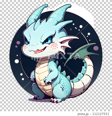 生意気なドラゴンの顔のモンスター風イラストの切り抜きのイラスト素材