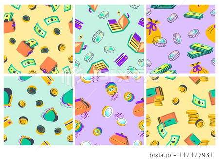 Decorative pattern set with money cash elements 112127931