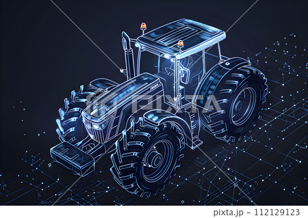 AI-generated content. AI in agriculture - hologram of modern agriculture vehicle 112129123