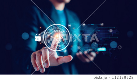 Business global internet connection application technology and digital marketing, Data Analyst technology concept. Digital link tech, Financial and banking, Big data, Online, Network market, Solution. 112129328