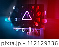 System hacked warning alert, Cyberattack computer network, Cybersecurity, Notification error maintenance, Virus cybercrime, Identity theft, Data breach, Software internet website, Scam phishing, 112129336