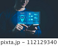chat bot, ai, advice, answer, application, artificial, ask, assistant, autonomic, background, bot, business, chat, client, communication, computer, concept, conversation, customer, cyberspace, digital 112129340