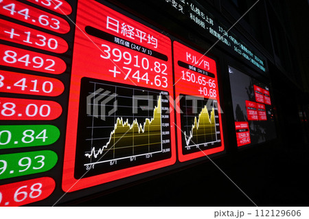 バブル後の最高値を抜き4万円に迫る日経平均株価 バブル後の最高値を抜き4万円に迫る日経平均株価 112129606