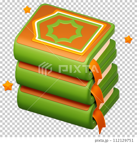 3D Al-Quran Books icon on transparent background 112129751