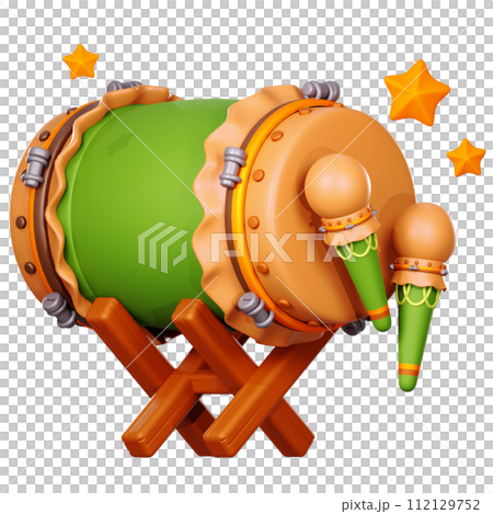 3D Bedug Drum icon on transparent background 3D Bedug Drum icon on transparent background 112129752