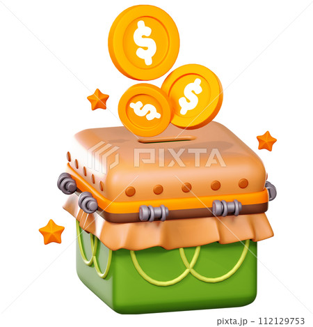 3D Charity Box icon on transparent background 112129753
