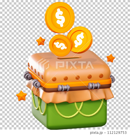 3D Charity Box icon on transparent background 112129753
