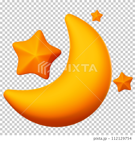 3D Crescent Moon icon on transparent background 3D Crescent Moon icon on transparent background 112129754