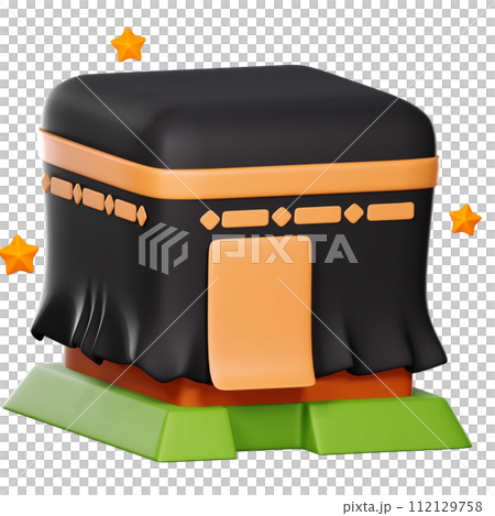 3D Kaaba icon on transparent background 112129758