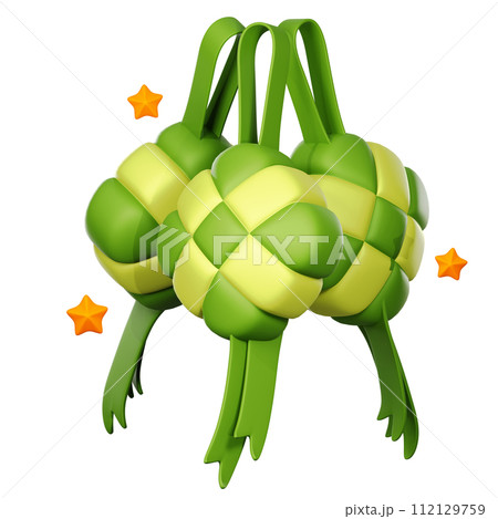 3D Ketupat icon on transparent background 112129759