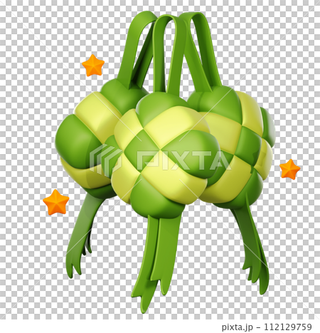 3D Ketupat icon on transparent background 112129759