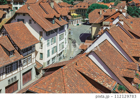 Bern city Switzerland aerial view of the old city rooftops Bern city Switzerland aerial view of the old city rooftops 112129783