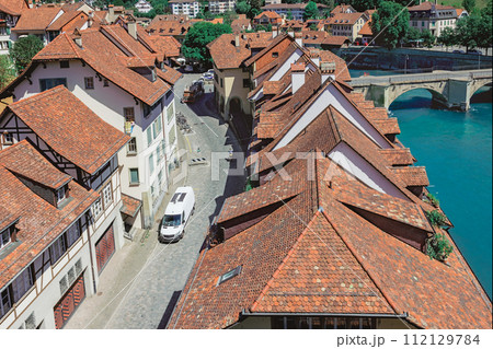 Bern city Switzerland aerial view of the old city rooftops 112129784