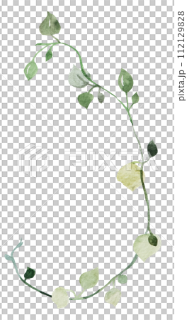 Watercolor tiny twigs with green leaves isolated illustration, botanical wedding element 112129828