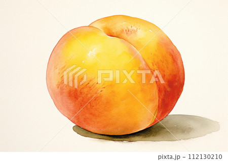 Watercolor Painting of a Fresh Peach. Generative Ai. Watercolor Painting of a Fresh Peach. Generative Ai. 112130210