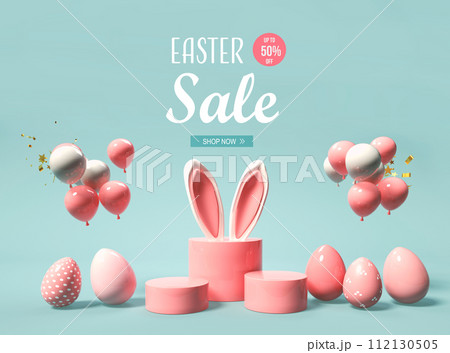 Easter sale message with rabbit ears and eggs Easter sale message with rabbit ears and eggs 112130505