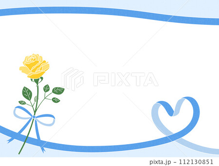 黄色い薔薇とハートのリボンのフレーム、父の日、イベント、お祝いフレーム 黄色い薔薇とハートのリボンのフレーム、父の日、イベント、お祝いフレーム 112130851