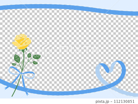 黄色い薔薇とハートのリボンのフレーム、父の日、イベント、お祝いフレーム 黄色い薔薇とハートのリボンのフレーム、父の日、イベント、お祝いフレーム 112130851