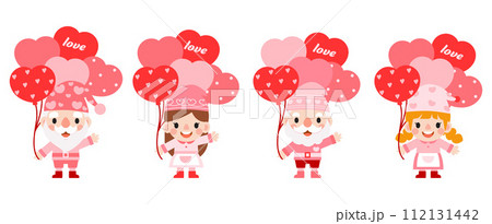 Gnomes Valentine's day with hearts Clipart, Gnomes Love, sweet gnomes for valentine day. Romantic Valentine Gnome 112131442