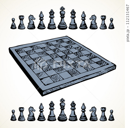 Chess figures. Vector pen drawing 112131467