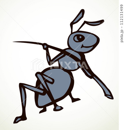 The ant is pulling a needle. Vector drawing 112131499