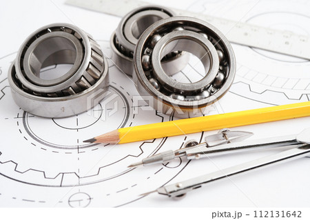 Engineering and precision tools with metal ball bering, mechanical industrial. Engineering and precision tools with metal ball bering, mechanical industrial. 112131642