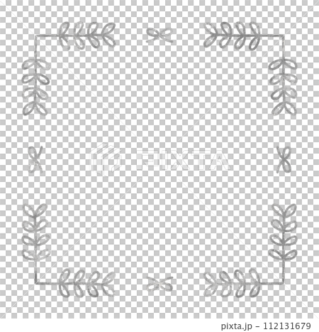 單色水彩葉方形框架 112131679