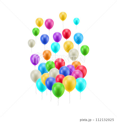Bunch flying balloons isolated 112132025