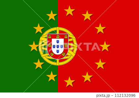 Portugal national flag with a star circle of EU 112132096