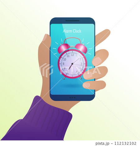 Alarm clock on smartphone screen 112132102