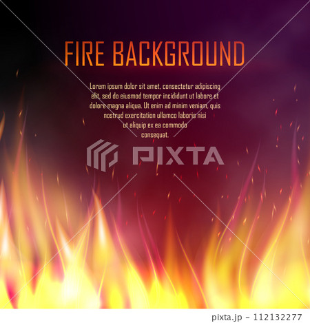 Vector banner with realistic fire. 112132277