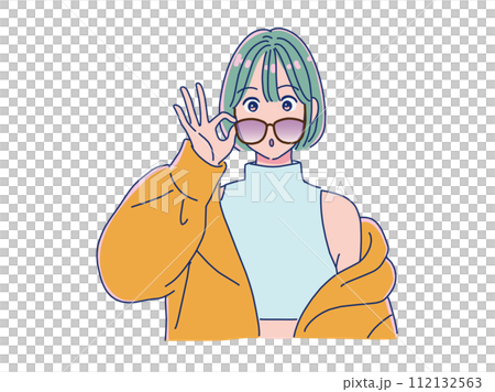 メガネをかけるアニメ調の女の子 メガネをかけるアニメ調の女の子 112132563