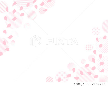 桜吹雪とドットとストライプ柄の円のフレーム 桜吹雪とドットとストライプ柄の円のフレーム 112132726