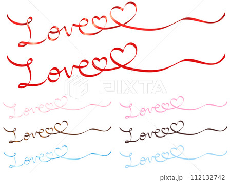 カラフルでツヤのあるサテンリボンのLOVE文字セット 112132742