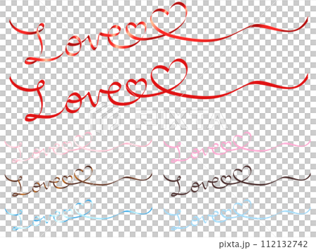 カラフルでツヤのあるサテンリボンのLOVE文字セット 112132742