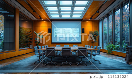 ホワイトボードのある会議室 112133024