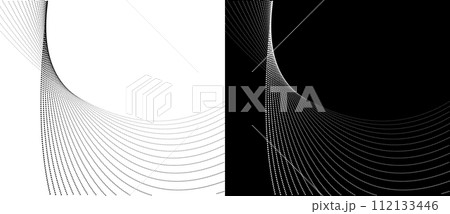 Modern abstract background. Halftone dots as design element. Black shape on a white background and the same white shape on the black side. 112133446