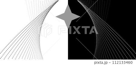 Modern abstract background. Halftone stars as design element. Black shape on a white background and the same white shape on the black side. 112133460