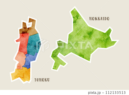 版ズレ風の素朴な日本地図：北海道・東北地方 112133513