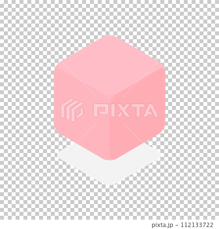 漂浮的粉紅色圓形立方體-可愛的等距設計立方體形狀材料 112133722