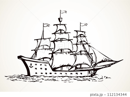 Sailing vessel. Vector drawing ship 112134344